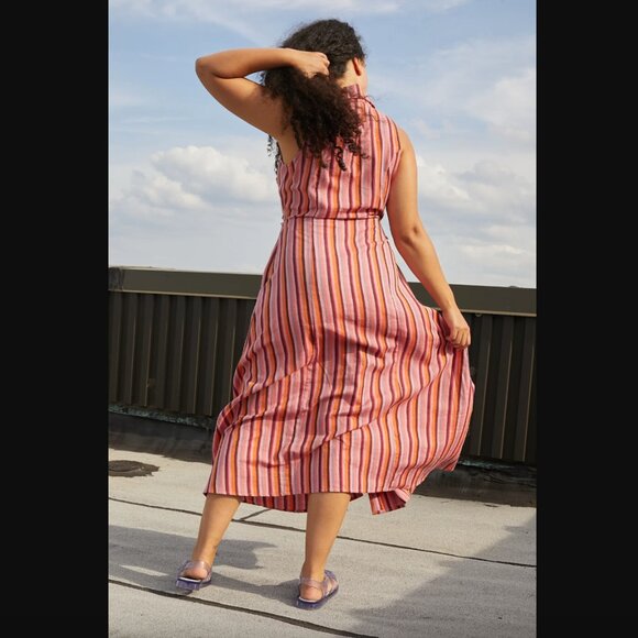 Rujuta Sheth Emily Taxi Stripe Midi Dress S - Picture 5 of 9